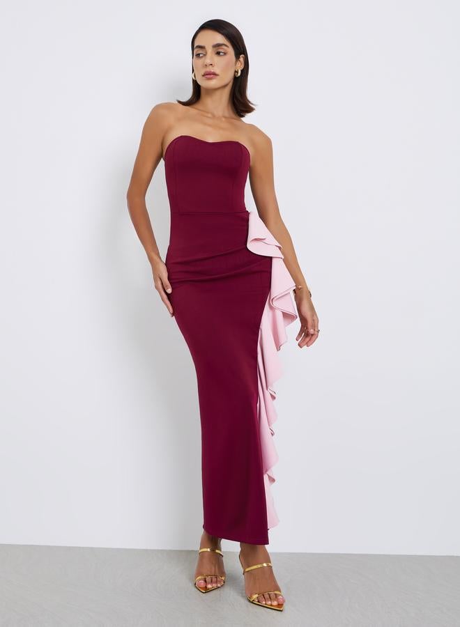 ستايلي فستان طويل بقصة مستقيمة بلا أكمام بنمط كتل الالوان - Image 3